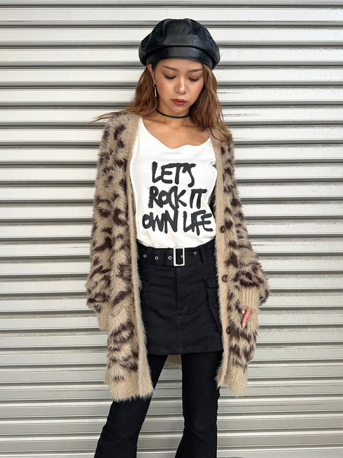 レオパード柄シャギーニットカーディガン